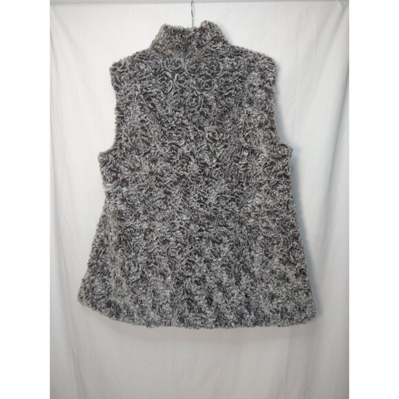 Womens Reversible Faux Fur/Puffer Vest Full Zip Gray Quilted Sz XL Sherpa - Picture 4 of 16